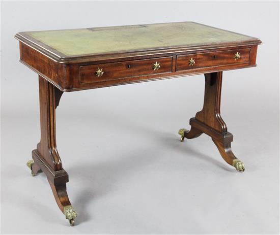 Gillows of Lancaster. A Regency mahogany writing table, in the manner of the John McLean & Sons, W.3ft 6in. D.2ft H.2ft 6in.